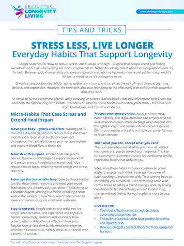 Stress Less, Live Longer